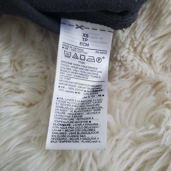 Dark Grey Soft Twil Laceup Peplum Hem Top - Picture 9 of 10